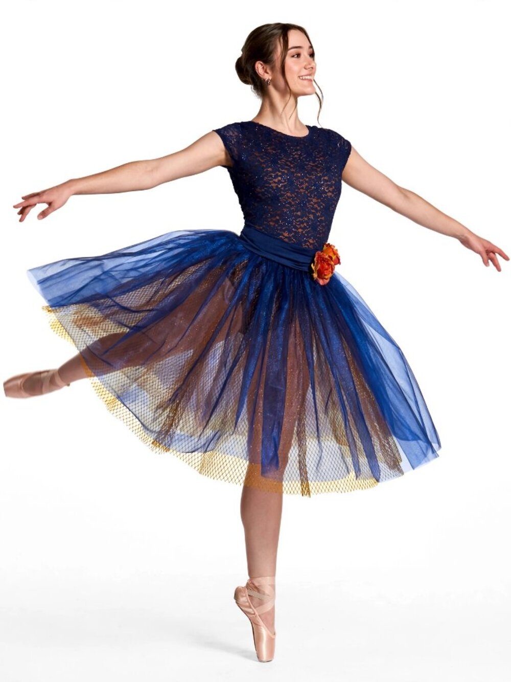 Adult & Teen Dance Costume Performance Pagent Ballet-Navy Sequin w/skirt